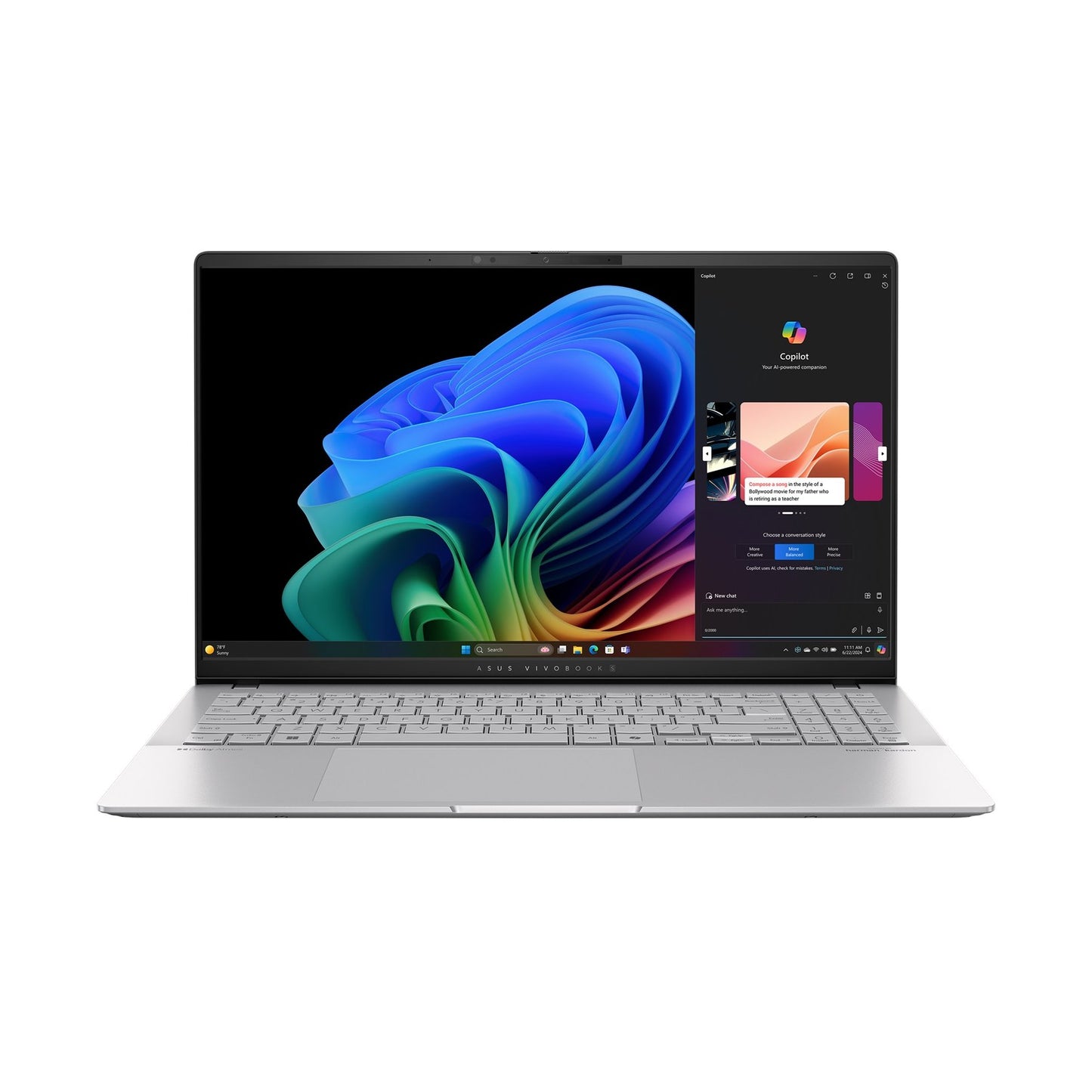 Asus Vivobook S S5507QA-MA112W | Cool Silver | 15.6 " | OLED | 3K | 2880 x 1620 | Glossy | Snapdragon X Elite | X1E 78 100 | 32 GB