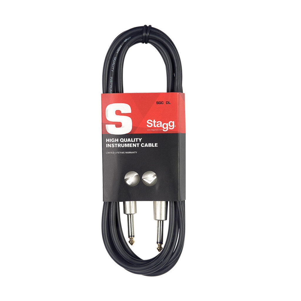 Audio cable Stagg 2 x 6.35mm Jack TS | 6m | 10m | Black