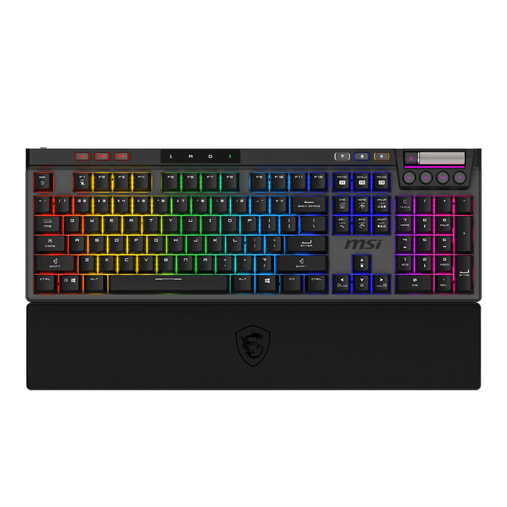 MSI STRIKE PRO WIRELESS | Gaming keyboard | US | Black | 2.4 GHz | Bluetooth | USB 2.0 | Kailh Midnight Pro Silent Tactile