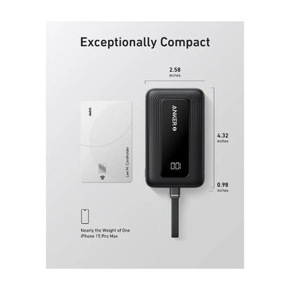 Anker | Power bank with Built-in USB C Cable | 10000 mAh | Black