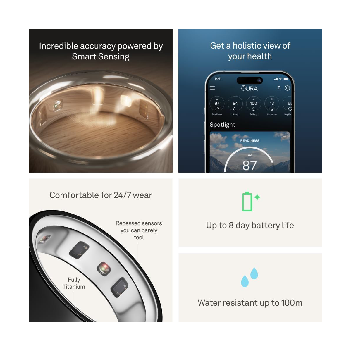 Oura Ring 4 | Smart Ring | Black | Silver