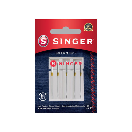 Singer | Ball Point Needle 80/12 5PK for Knit Fabrics
