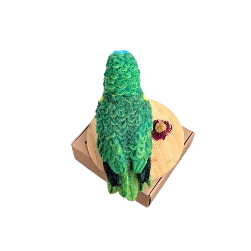 Felted sculpture of a blue-fronted Amazon parrot | Handmade