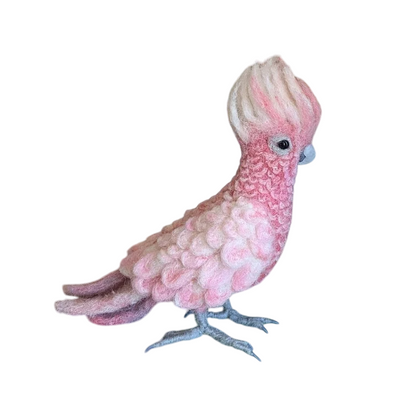 Sculpture en feutre d'un cacatoès galach | Fait main | Rose