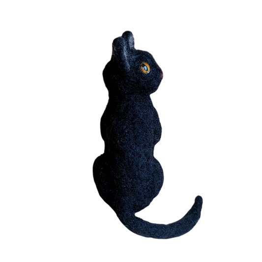 "Flow" inspired Black Cat Figurine | Handmade | Black