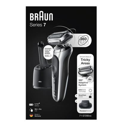 Braun | Shaver | 71-S7200cc | Operating time (max) 50 min | Wet & Dry | Silver/Black