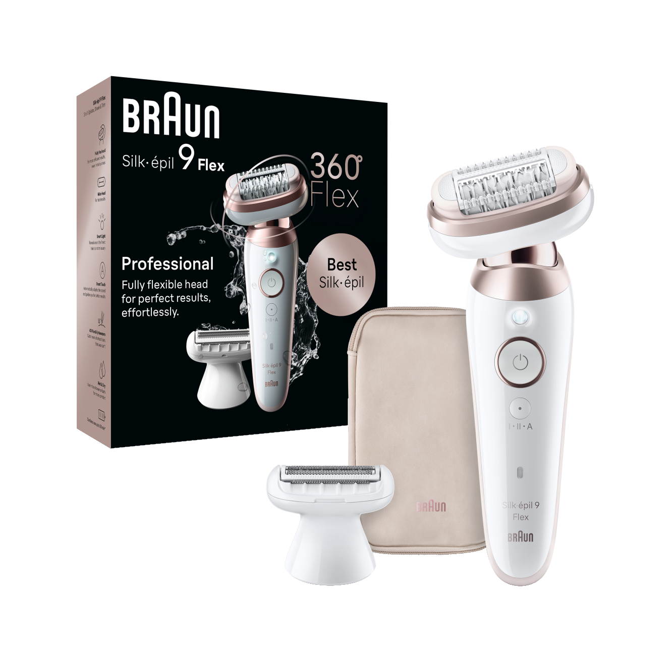 Braun Epilator | SES9-030 3D Silk-Epilk 9 Flex | Wet & Dry | White/Rose