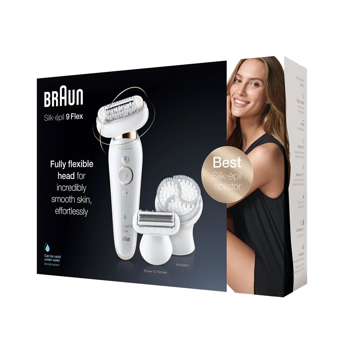 Braun Epilator | SES9-030 3D Silk-Epilk 9 Flex | Wet & Dry | White/Rose