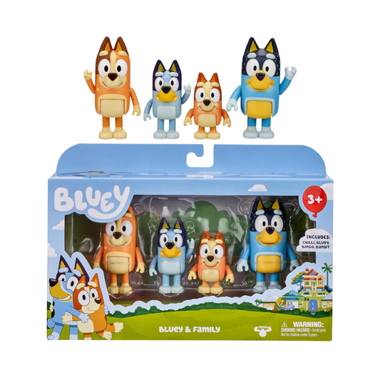 BlueY Set of 4 Family | Bingo | Bandit | Chilli | Figures 6.4 - 7.6 cm | 3+