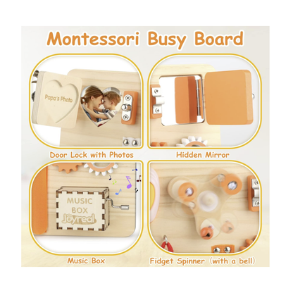 Joyreal Montessori Busy Board | Motor Skills & Sensory Learning Activity Board | 1.5+