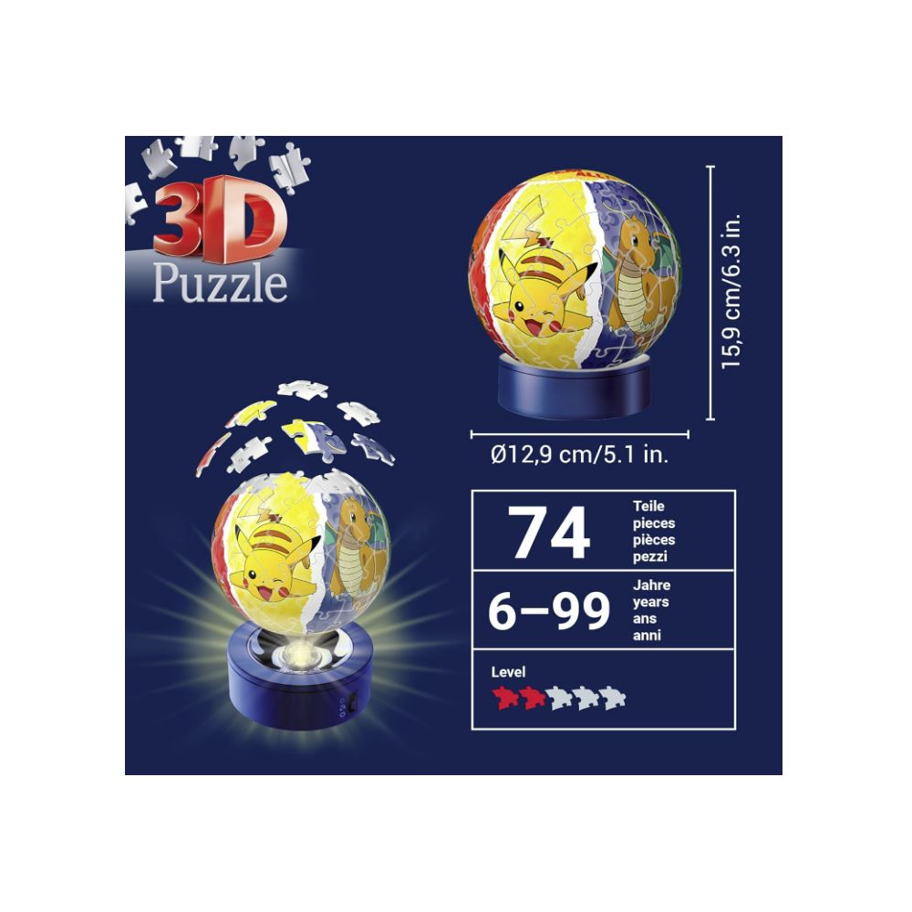 Ravensburger 3D Night Light Puzzle Ball Pokémon | 11547 | 6+