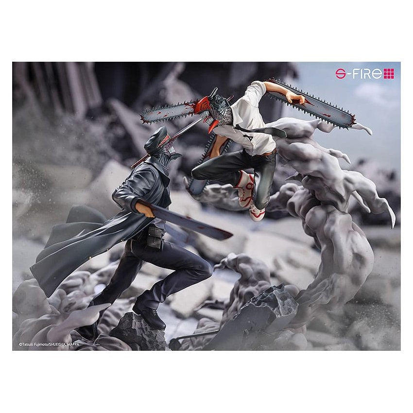 Chainsaw Man Statue Super Situation Figure Chainsaw Man vs. Samurai Sword 26 cm