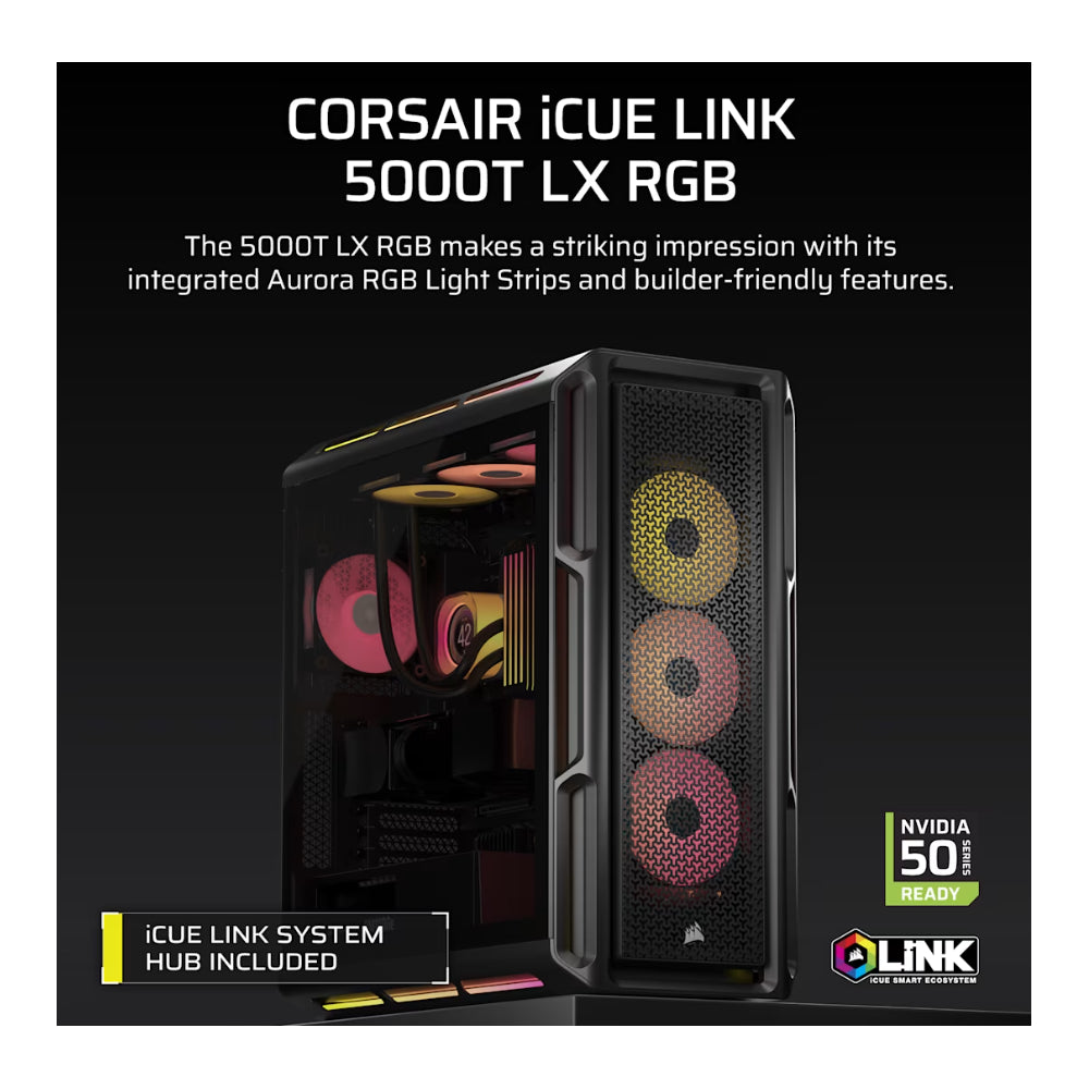 Corsair iCUE LINK 5000T LX RGB | Mid-Tower | Black | ATX | RGB