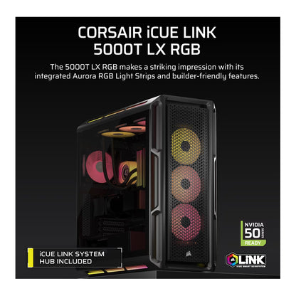Corsair iCUE LINK 5000T LX RGB | Mid-Tower | Black | ATX | RGB