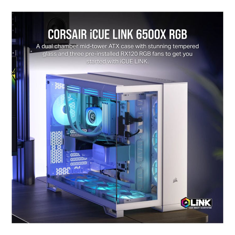 Corsair iCUE LINK 6500X RGB | Dual Chamber | White | Mid-Tower | ATX