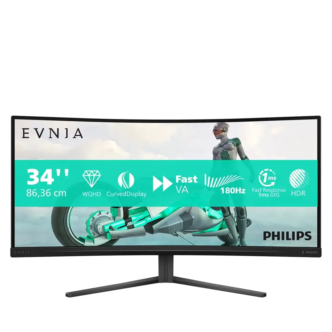 Philips Evnia 3000 | 34M2C3500L | 34" | Fast VA | WQHD 3440 x 1440 (DP: 180 Hz, HDMI: 100 Hz) | 300 cd/m²