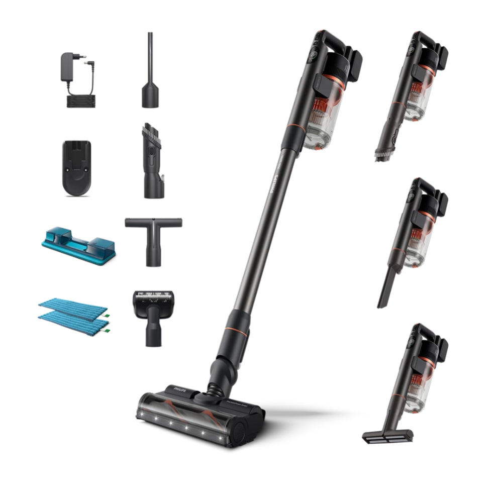 PHILIPS | Stick/handheld vacuum cleaner | 7000 Series Aqua | XC7055 | Dry & Wet | Black/Red