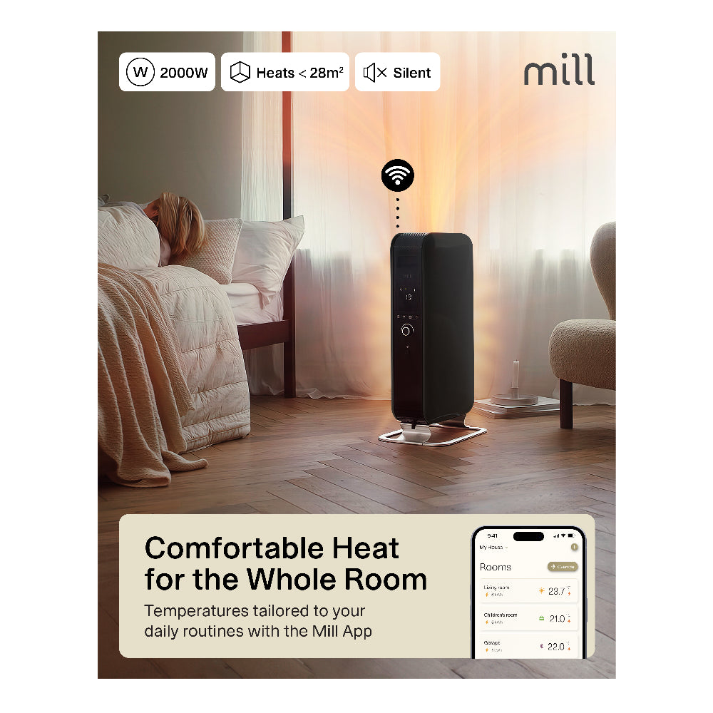 Mill | WiFI GEN3 Oil Filled Radiator | OIL2000WIFI3 | 2000 W | 3 Power levels | Black