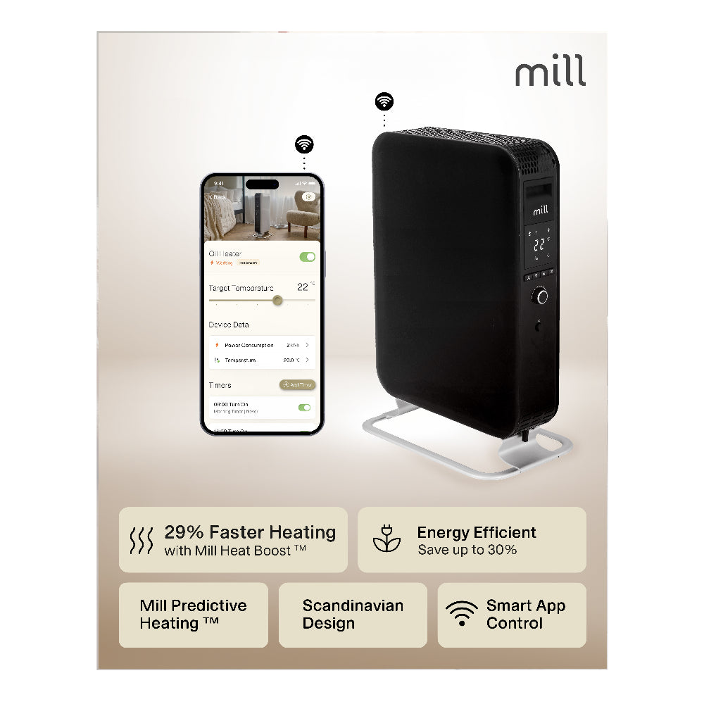 Mill | WiFI GEN3 Oil Filled Radiator | OIL2000WIFI3 | 2000 W | 3 Power levels | Black