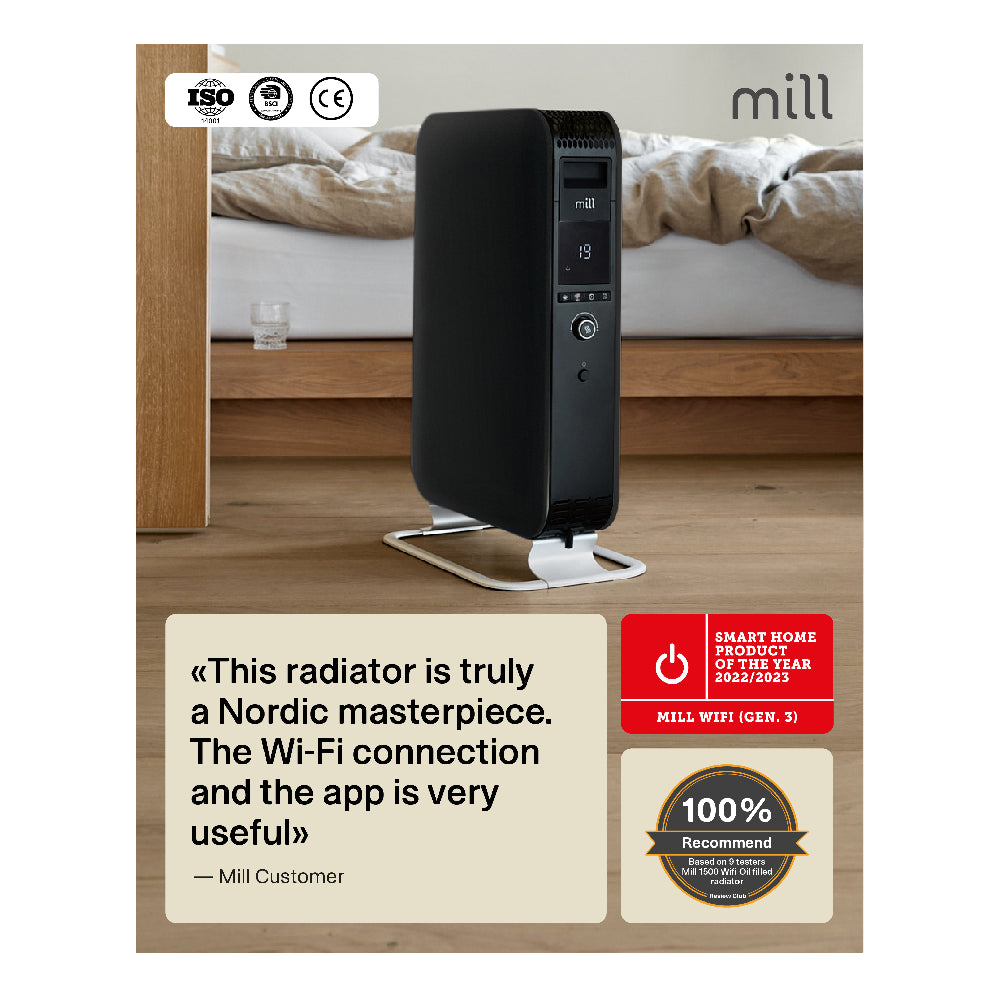 Mill | WiFI GEN3 Oil Filled Radiator | OIL2000WIFI3 | 2000 W | 3 Power levels | Black