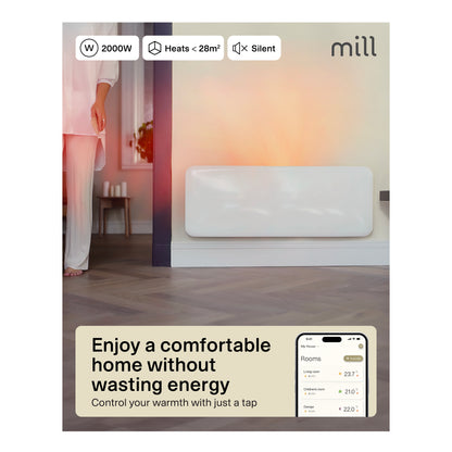 Mill Invisible Smart WiFi Heater | PA2000WIFI4 | Panel Heater | 2000 W | White