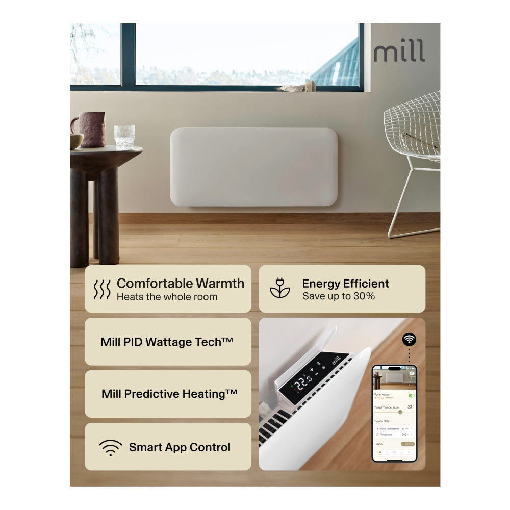 Mill Invisible Smart WiFi Heater | PA2000WIFI4 | Panel Heater | 2000 W | White