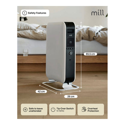 Mill | Heater | AB-H2000DN | Oil Filled Radiator | 2000 W | 3 Power levels | White