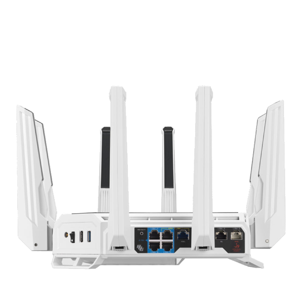 Asus ROG Rapture GT-BE19000AI - wireless router | Quad-Band WiFi 7 | 2.4/5/6 GHz | 6-port switch | 10G Ports | AiMesh |  White