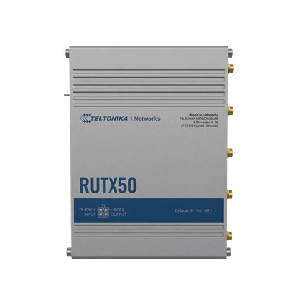 Teltonika RUTX50 | 5G/4G/3G | Wi-Fi 5 | 2.4/5 GHz | 5-port switch | GNSS | DIN rail mountable
