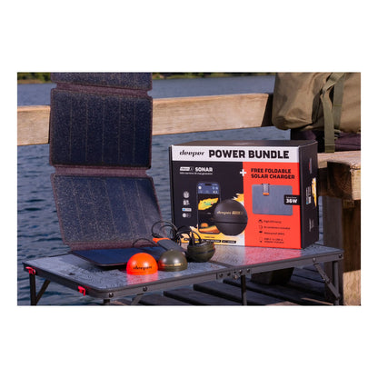 Deeper | CHIRP+3 sonar +36W foldable solar charger power bundle