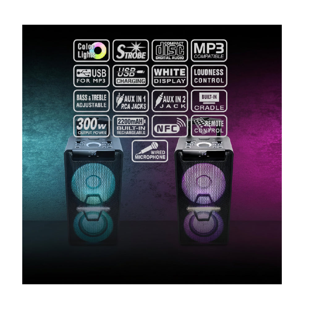 Muse | Party Box Speaker | M-1920DJ | 300 W | Bluetooth | Black | Portable | Wireless connection