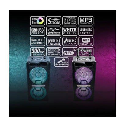 Muse | Party Box Speaker | M-1920DJ | 300 W | Bluetooth | Black | Portable | Wireless connection