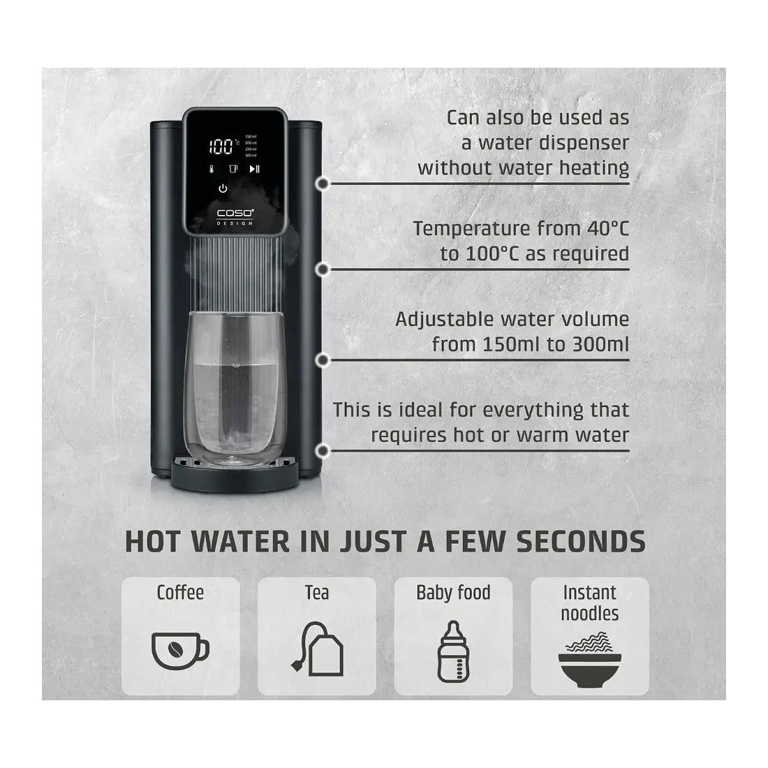 Caso | Turbo Hot Water Dispenser | HW 616 | Water Dispenser | 2600 W | 2.5 L | Plastic/Stainless Steel