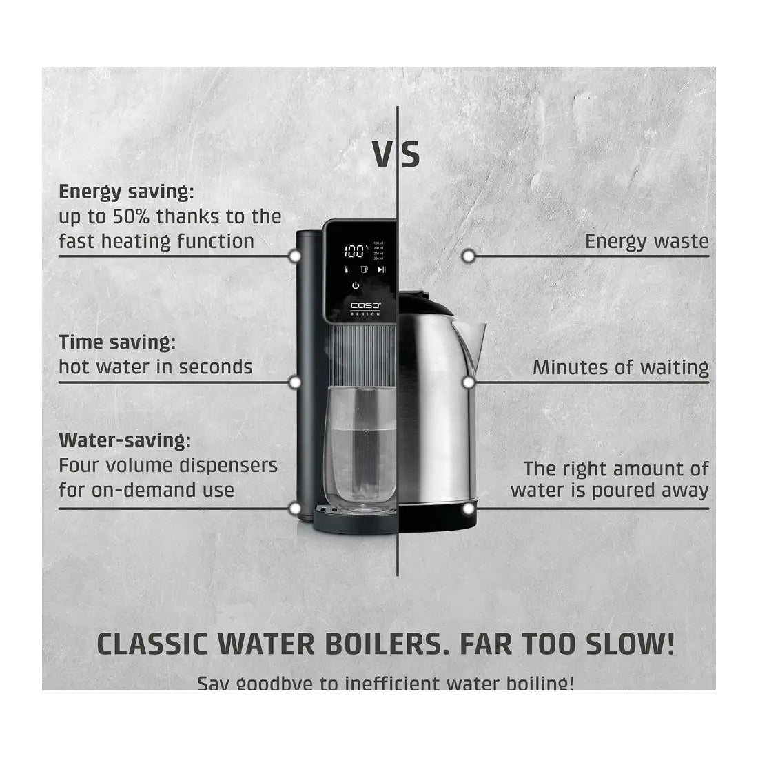 Caso | Turbo Hot Water Dispenser | HW 616 | Water Dispenser | 2600 W | 2.5 L | Plastic/Stainless Steel