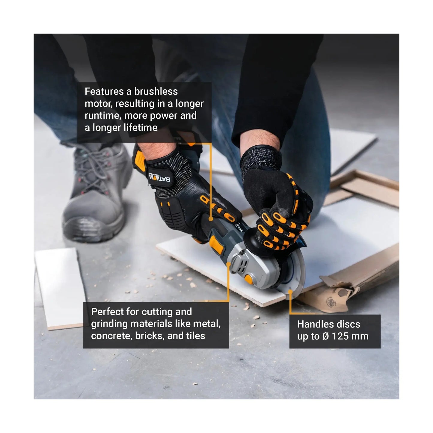 Batavia B.V. | 18V Cordless Brushless Angle Grinder | 125 mm