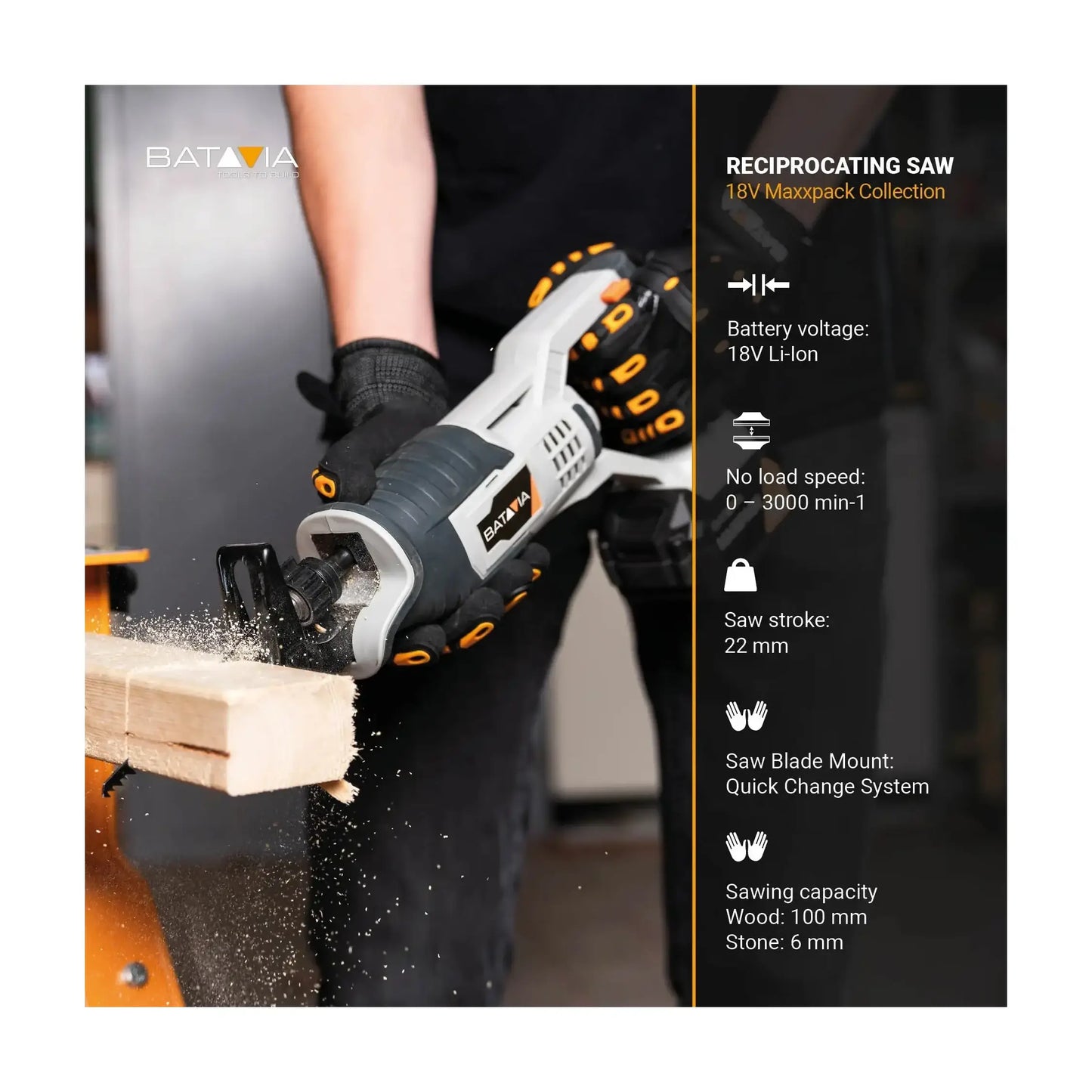 Batavia B.V.| Batavia Maxxpack Collection reciprocating saw | Cordless