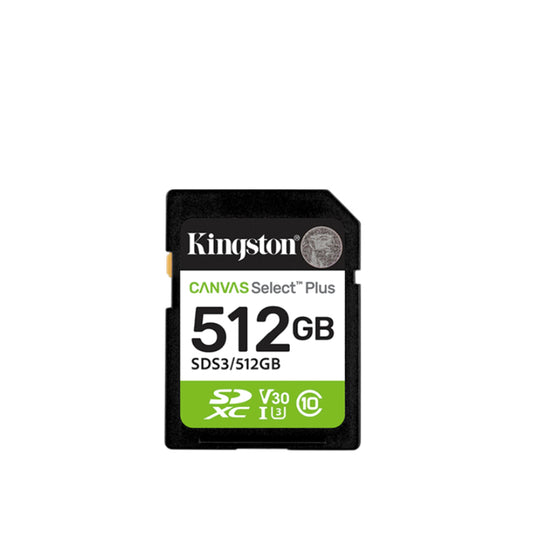 Kingston | Canvas Select Plus SDXC Memory Card | 512 GB | UHS-I U3 V30 Class 10 | 150MB/s Read