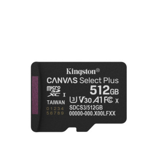 Kingston | Canvas Select Plus microSDXC Memory Card | 512 GB | Speed Class A1 V30 UHS-I U3 | 150MB/s Read