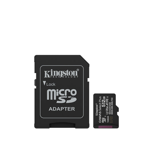 Kingston | Canvas Select Plus microSDXC Memory Card | 512 GB | Speed Class A1 V30 UHS-I U3 | 150MB/s Read