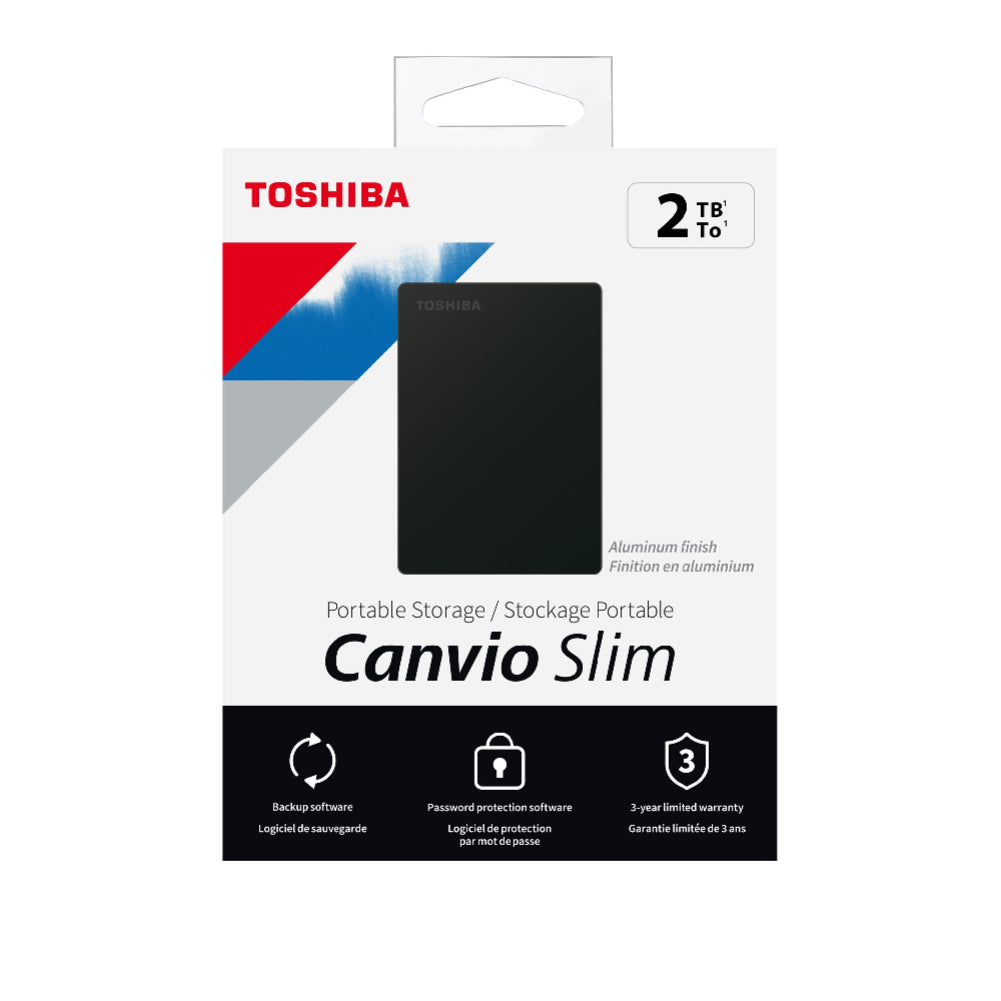 Toshiba | Canvio Slim Portable Hard Drive | 2048 GB | USB 3.2 Gen 1 | Black | Aluminum Slim Design