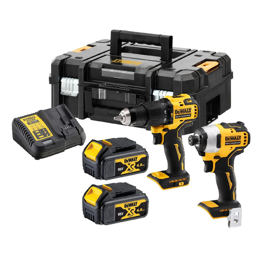 DEWALT | 18V XR Brushless Twin Kit DCK2062M2T-QW | 2 x 4Ah | TSTAK | Yellow/Black
