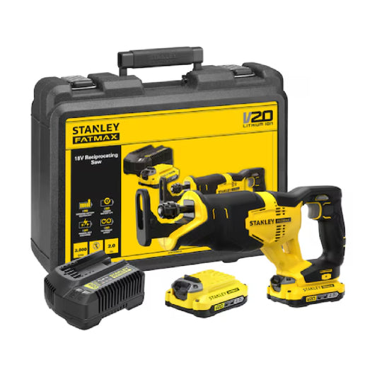 STANLEY FATMAX | 18V V20 Reciprocating Saw SFMCS300D2K-QW | 2 x 2.0 Ah| Yellow/Black