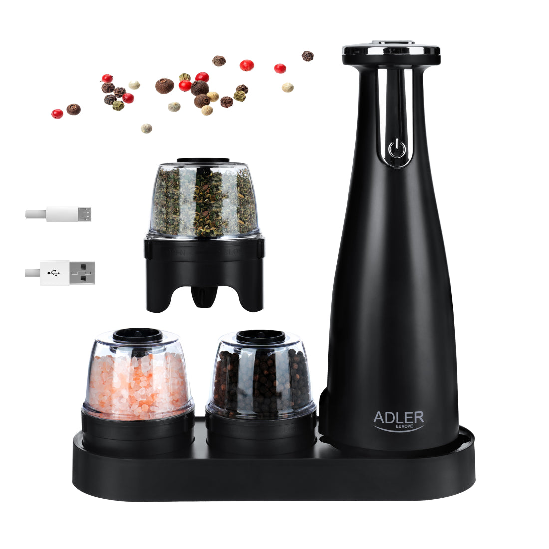 Adler AD 4449 | Electric Salt & Pepper Grinder | USB-C