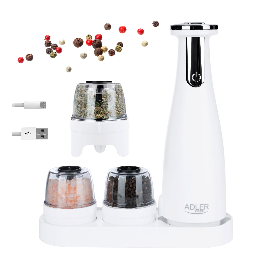 Adler AD 4449 | Electric Salt & Pepper Grinder | USB-C