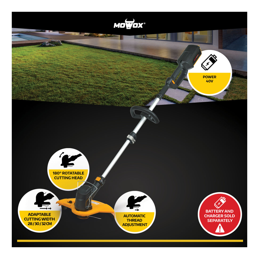 MoWox ET 40 Li | Cordless Grass Trimmer | Tool Only