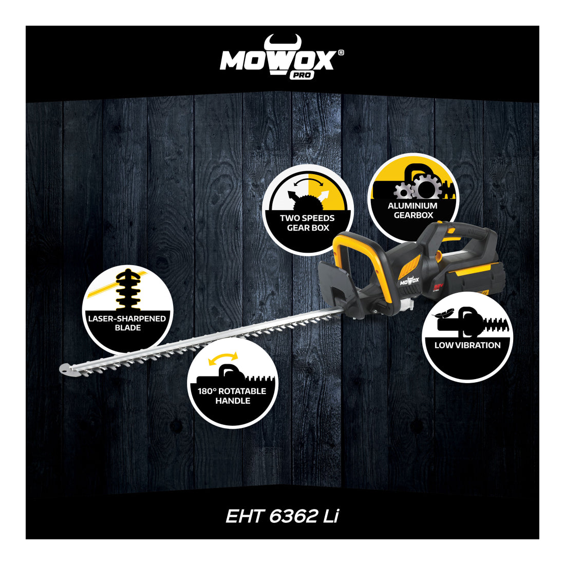 MoWox EHT 6362 Li | 62V Excel Cordless Hedge Trimmer | Tool Only