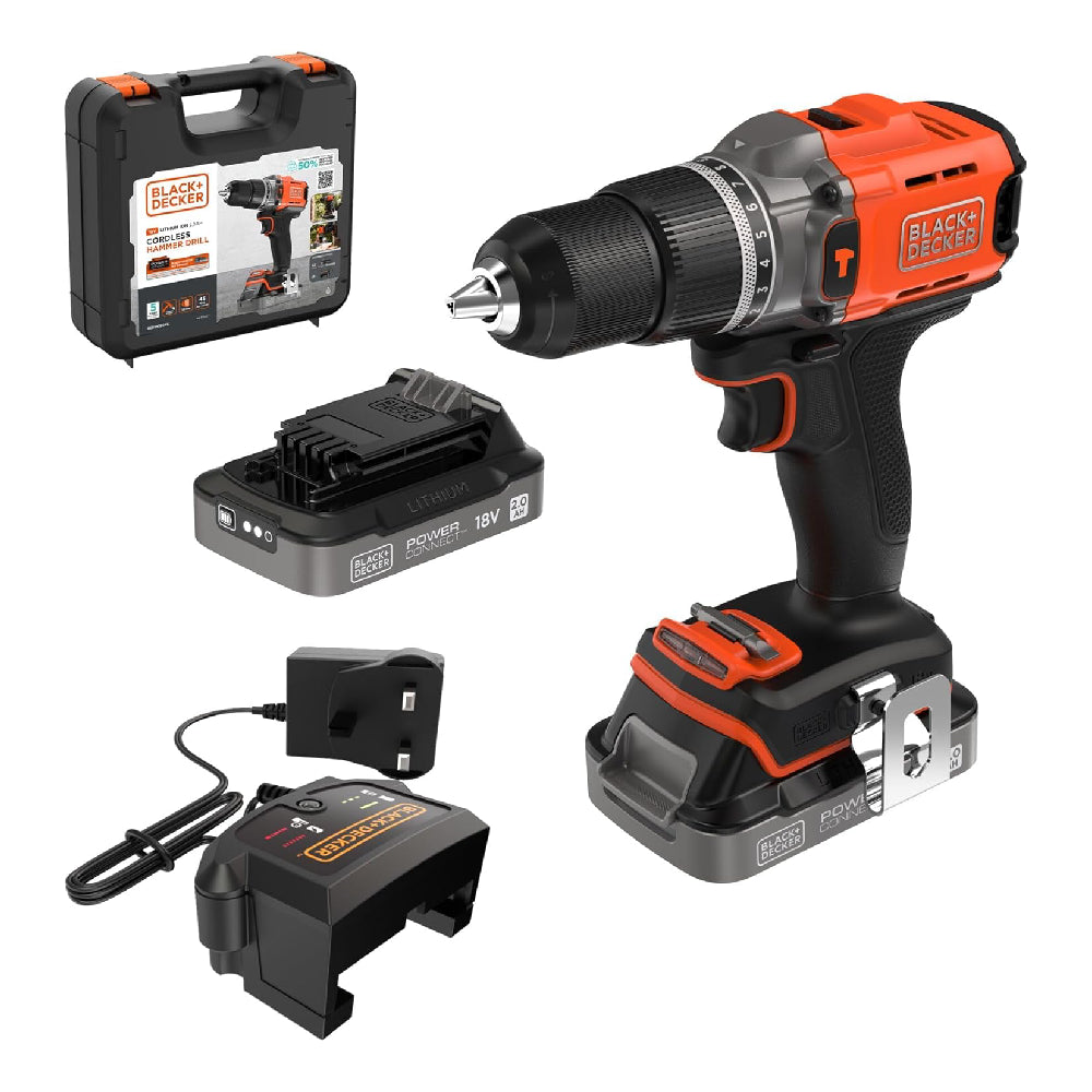 BLACK & DECKER | BCD383D2XK-QW | Cordless Hammer Drill | Orange/Black