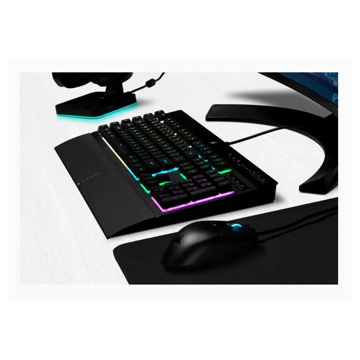 Corsair | Rubber Dome | Gaming Keyboard | K55 RGB PRO | Wired | RGB LED light | US | Black