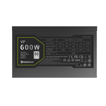 Gamemax | VP 600S | 600W Bronze PSU