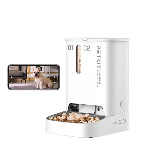 PETKIT | Feeder with Camera | P591 YumShare Dual-hopper | Capacity 2+3 L | White
